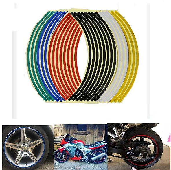 Universal Reflective Wheel Stickers Rim Stripe Decal Tape-Reflective Rim Tape Wheel Stripe Decal Trim For Motorcycle Wheel