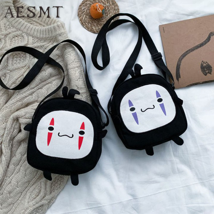 Grim Teiousx Anime Cute No Face Man Plush Bag Hayao Miyazaki Messenger Bag for Kids Adults Kawaii School Bags Unisex