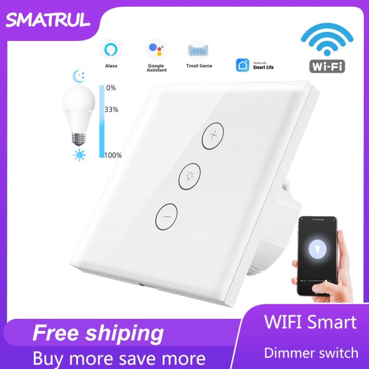 SMATRUL - WiFi Smart Switch - Light Dimmer Switch - Voice Control/APP Control - for Tuya Alexa Google Home