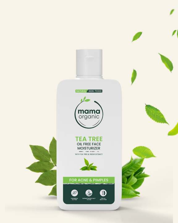 Mama Organic Tea Tree Oil Free Face Moisturizer - 80ml For Acne & Pimple With Tea Tree & Neem Extract