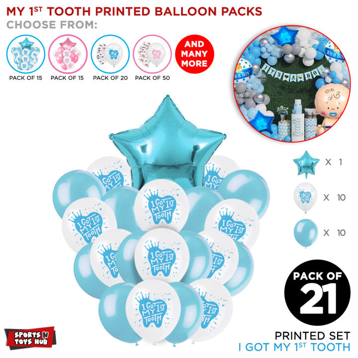 Tooth Printed Balloons Set For Festive Decoration - Dental Clinics Teeth Themed, Party Celebration Decorations Supplies, Decor Balloon Parties Zone, First Tooth Balloon Decorative, Indoor & Outdoor For Girl, Boys & Kids : WlPW7yLm