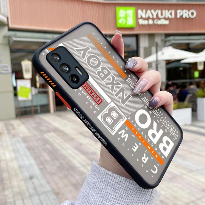 dienya For Realme GT Neo Flash Case Fashion Tide Cool Simple Word Pattern Thin Side Square Edge New Design Shockproof Frosted Transparent Hard Phone Cases Silicone Casing Full Cover Camera Protection Softcase Boy