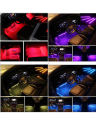 4pcs Car Interior Lights RGB 12 LED Strip Light Car Auto Atmosphere Music Remote Control Flexible Neon Lamp 12V. 