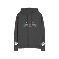 Meow 2 With Paw Printed Kangaroo Hoodie For Women. 
