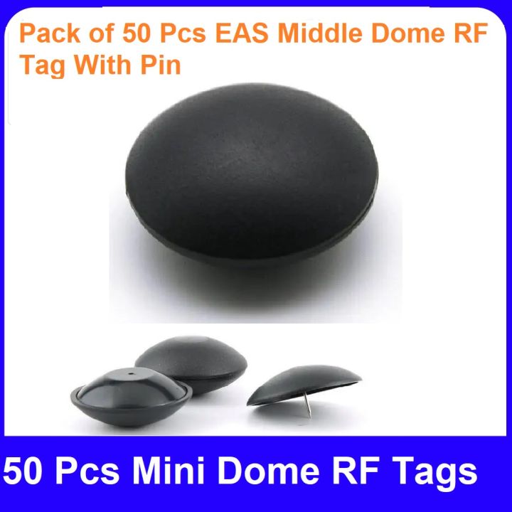 Pack of 50 Pcs RF 8.2MHz EAS Middle Dome Tag with Pin – Retail Security Tag for Clothing Shop, Anti-Theft Alarm System, Durable & Reliable Security Solution for Garment Store