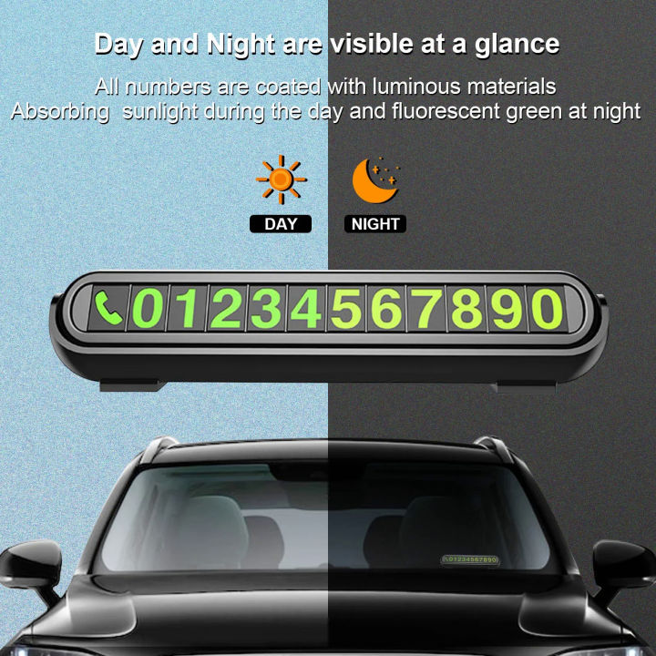 Luminous Car Temporary Parking Card Auto Parking Stickers Accessories Phone Number Hidden Stop Sign Card Plate Car Aromatherapy