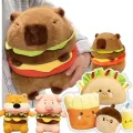Cute Hamburger Capybara Dog Pig Plushie Capibaras Pizza Bubble Tea Juice Food Plush Toy Stuffed LifelikeDrink Cushion. 