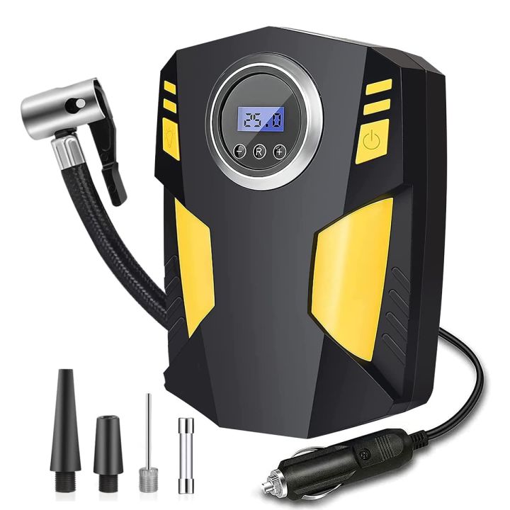 Air Compressor Portable Compressor Car Tyre 12 V Car Tyre Pump Electric Car Air Pump 150 PSI with LED Light - Digital Tyre Pressure Gauge Automatic Pump for Car, Bike, Motorcycle, Ball