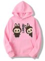 Labubu Printed Girls and Women Printed Kangaroo Hoodie with Drawstring Pocket, Long Sleeve, Winter Wear, Export Quality. 