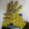 1 Pair Dot beads non slip Polyester cotton fabric PVC Dotted Palm & Finger Coated Mesh Back Floral gloves for Gardening Dusting cleaning hard works handling work Driving. 