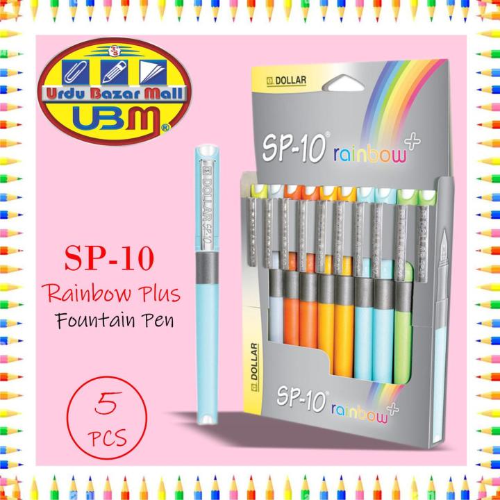 Dollar Fountain Pen, Original Fountain Ink Pen, SP- 10 Rainbow Plus Fountain Pens, 5 Pcs Fountain Pen for Students, Ink Pens, Fountain Ink Pens,