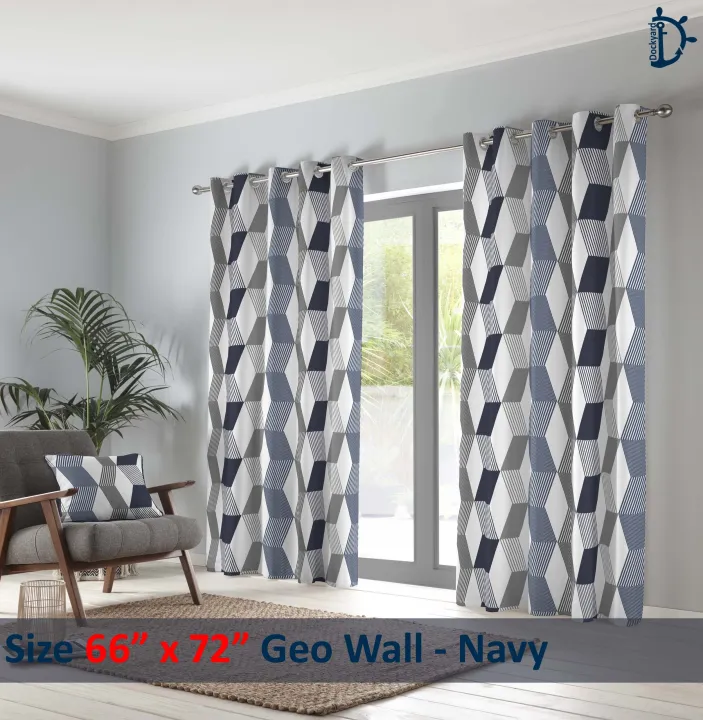 Curtains%20Set,%20Printed%20curtains%20for%20room,%20100%25%20cotton%20-%20GeoWall%20Navy%20Blue%20-%20Pack%20of%202%20Curtains%20-%20Image%202