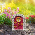 Garden Tree Decoration Adorable Delicate Wooden Door Sculpture. 