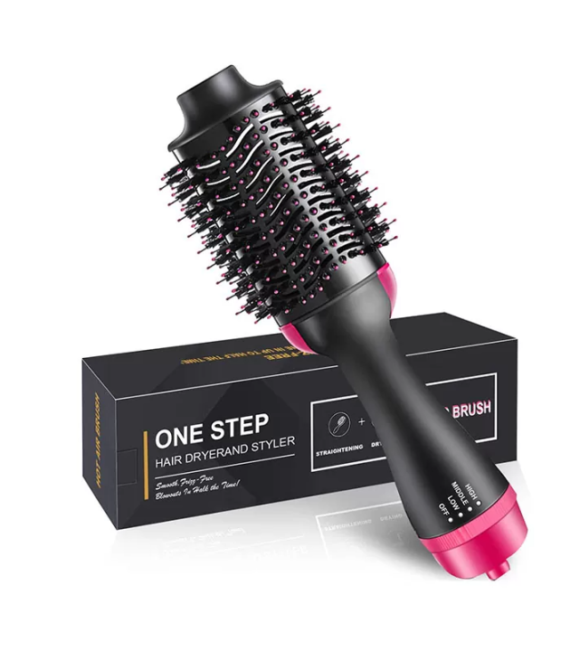 Oasis Blue Hair & Blow Dryer Brush in One, Professional Hot Air Brush 3 in 1 One Step Hair Dryer and Styler Volumizer with Negative Ion for Drying, Tools Blow Dryer, Straightening, Curling, Salon for All Hair Types