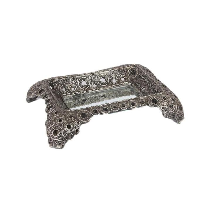 Silver Barrel Decorated Basket Tray