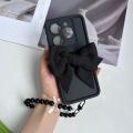 Tecno Spark Go 2024  Back Cover For Girls - Bow Tie Case With Fancy Key Chain - Chain bracelet Case. 