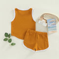 Baby Boys Tanks Tops + Shorts, Sports Casual Style Elastic Waist Drawstring Summer Clothing. 