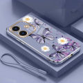 realme Note 60 note60 50 Butterfly Flower Rubber Phone Cover Glossy Plating Case Shockproof Casing with Strap. 