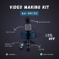 Vlogging Kit with Mobile Holder, Tripod Stand, LED Ring Light, Model AY 49, Microphone, Flexible Tripod, DSLR Camera, and Video Recording Accessories - Ideal for Live Streaming, Short Film, and Video Making for Indoors or Outdoor. 