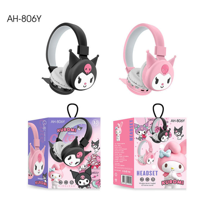 AH-806Y Kuromi Headphones Sanrio l Cute Cartoon Children's Head-Mounted Bluetooth Wireless Headset