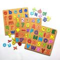 ABC, abc and 123 Wooden Pegged Puzzle - Uppercase, Lowercase Letters & Numbers Learning Toy for Kids | Educational Alphabet & Number Matching Game | Montessori Wooden Peg Puzzle for Toddlers & Preschoolers. 