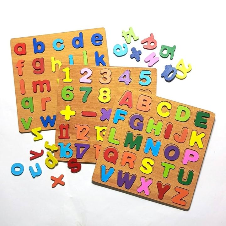 ABC, abc and 123 Wooden Pegged Puzzle - Uppercase, Lowercase Letters & Numbers Learning Toy for Kids | Educational Alphabet & Number Matching Game | Montessori Wooden Peg Puzzle for Toddlers & Preschoolers