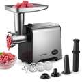 Electric Meat Grinder, 5 in 1 Multifunctional Meat Mincer Pro  Sausage Stuffer Maker 1800W Max) Food Grinder with Blade & 3 Plates, Sausage Stuffer Tubes & Kubbe Kit, Stainless Steel Heavy Duty Meat Mincer Machine Electric Meat Grinder for Home Kitchen, |. 