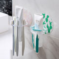 Self-adhesive Toothbrush Holder Wall Mount Toothpaste Dispenser Storage Squeezer Shelves Shaver Holder Bathroom Accessories. 