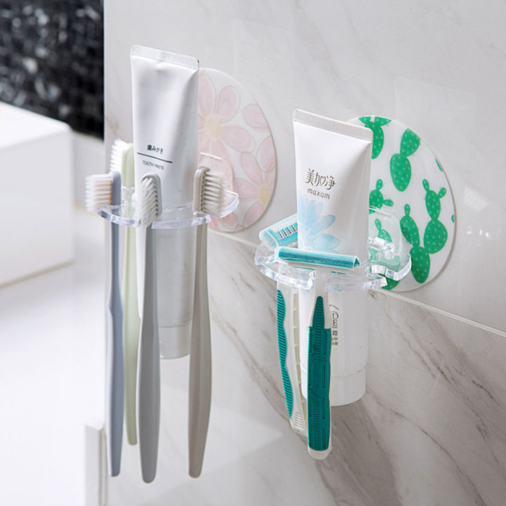 Self-adhesive%20Toothbrush%20Holder%20Wall%20Mount%20Toothpaste%20Dispenser%20Storage%20Squeezer%20Shelves%20Shaver%20Holder%20Bathroom%20Accessories%20-%20Image%204