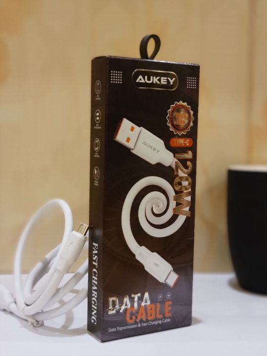Aukey 120W Super Fast Charging Type-C Data Cable | Micro-USB Data Cable | Iphone (Lightening) Data Cable | 6mm Thick & Long | Turbo Charging for All Smartphones