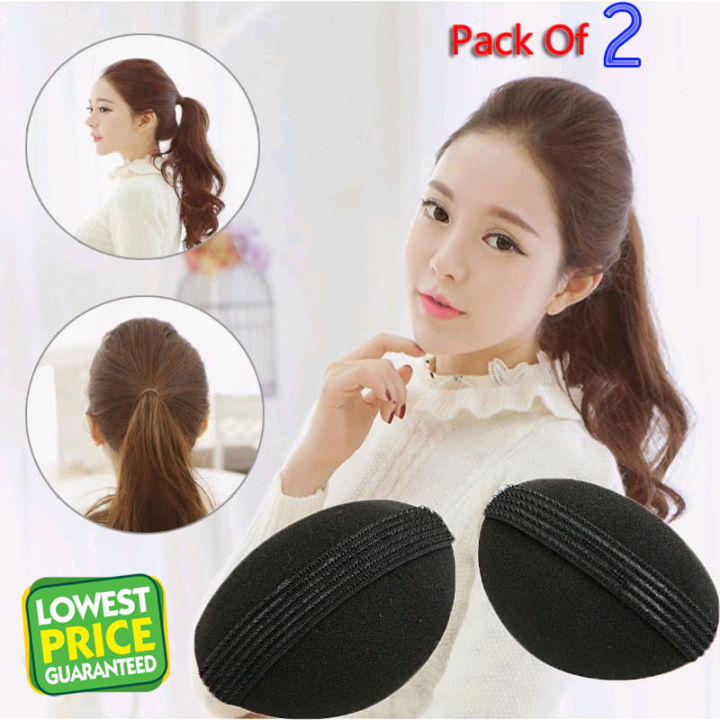 Set Of 2Pc PLASTIC Hair Puff Up Volumizer Oval  Hair Pads Hair Puff Maker Hair Bun Maker Donut Magic Hair Style Accessory