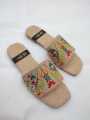 Handmade Embroidered Casual Ladies Slides Slippers for Women and Girls. 