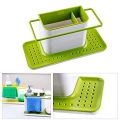 3 in 1 Kitchen Sink Organizer Stand Sink Draining Holder Towel Rack Storage Box (for Dishwasher Liquid, Brush, Cloth, Soap, Sponge). 