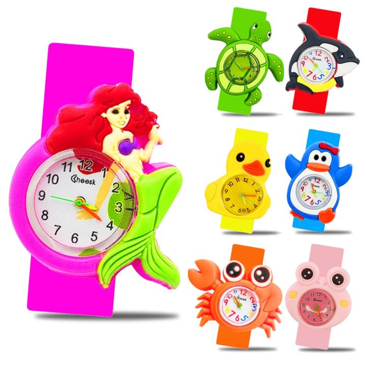 Boy Girl Kids Watch Baby Toys 3D Mermaid/Whale/Turtle/Duck Pattern Children Watches Clock relogio infantil montre pour enfants