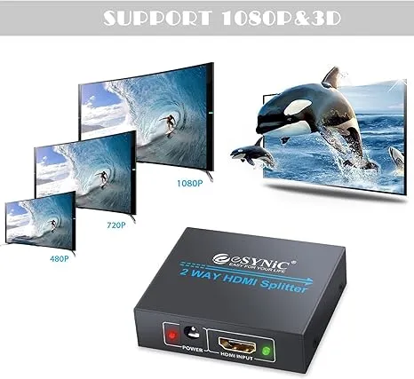 eSynic%204K/30HZ%20HDMI%20Splitter%202%20Way%20HDMI%20Splitter%201%20in%202%20out%20HDMI%20Splitter%20HDMI%201.4%20Hdcp%20Bypass%20Splitter%20HDMI%20Splitter%20Dual%20Monitor%20Supports%204K&%20Full%20HD%20for%20HDTV%20PS4%20Blu-ray%20Player%20Laptop%20Satellite%20etc%20a245%20splitterrrr%20b%20-%20Image%204