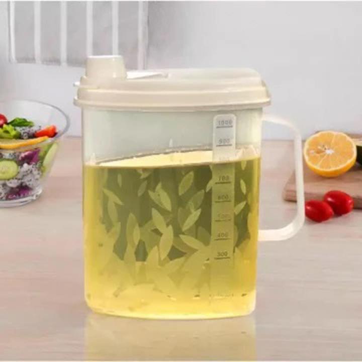 Random Color Kitchen Plastic Oil Jug With Lid & Handle - 1 Liter, Plastic Oil Bottle for Cooking Use Oil Containers