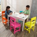 Vibrant Highlighter Table and 4 Chair Set - Durable Wooden Kids Furniture with Multicolor Chairs - Ideal for Play and Learning. 
