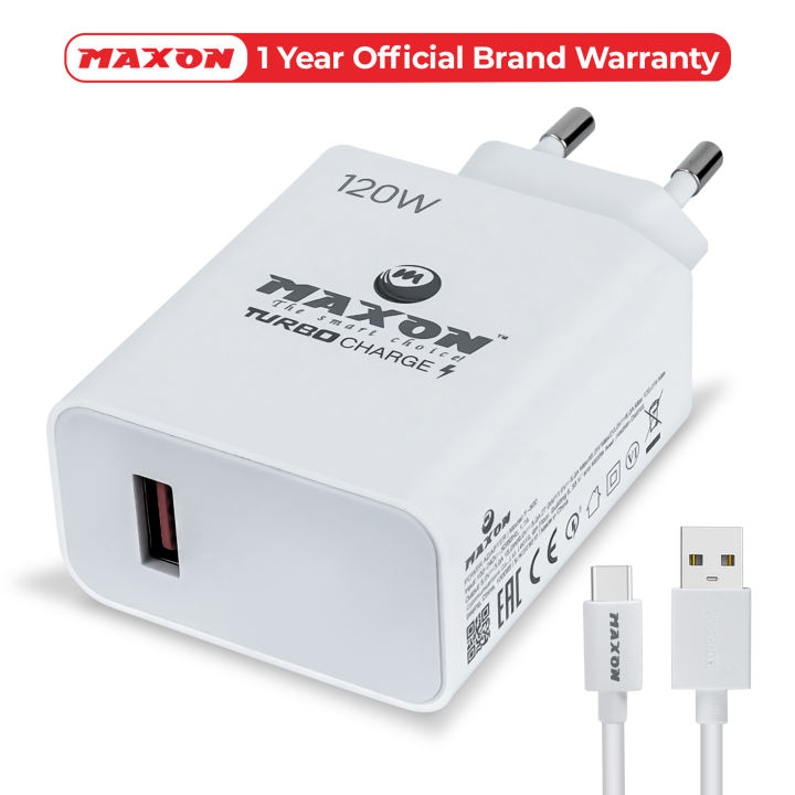 Maxon T-300 MI Original 120W Maximum Power Plug | Charger + Type-C Fast Charging Cable For Xiaomi Mobiles - Turbo Charging For All MI Models