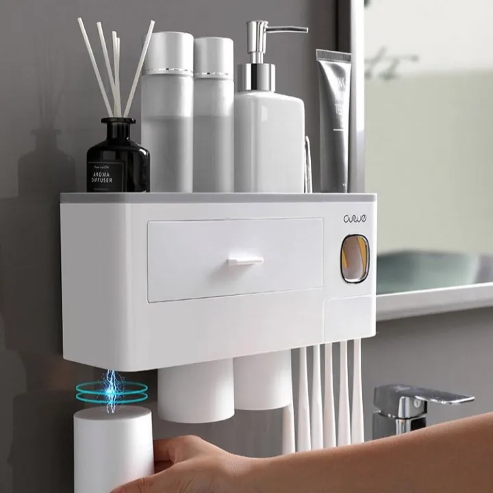 Dustproof%20with%20Super%20Sticky%20Suction%20Pad%20Wall%20Mounted%20Toothbrush%20Holder%20and%20Automatic%20Toothpaste%20Dispenser%20-%20Image%202