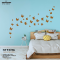 Pack of 30 Wooden Butterflies for Kids Bedroom Wall Decoration – Brown. 