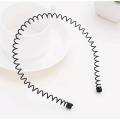 Black Color Hair Band For Man For Daily Use Fashionable Black Metal Waved Style Alice Sports Hairband Headband Headwear Accessory Spring Wavy Hoop For Men Women. 