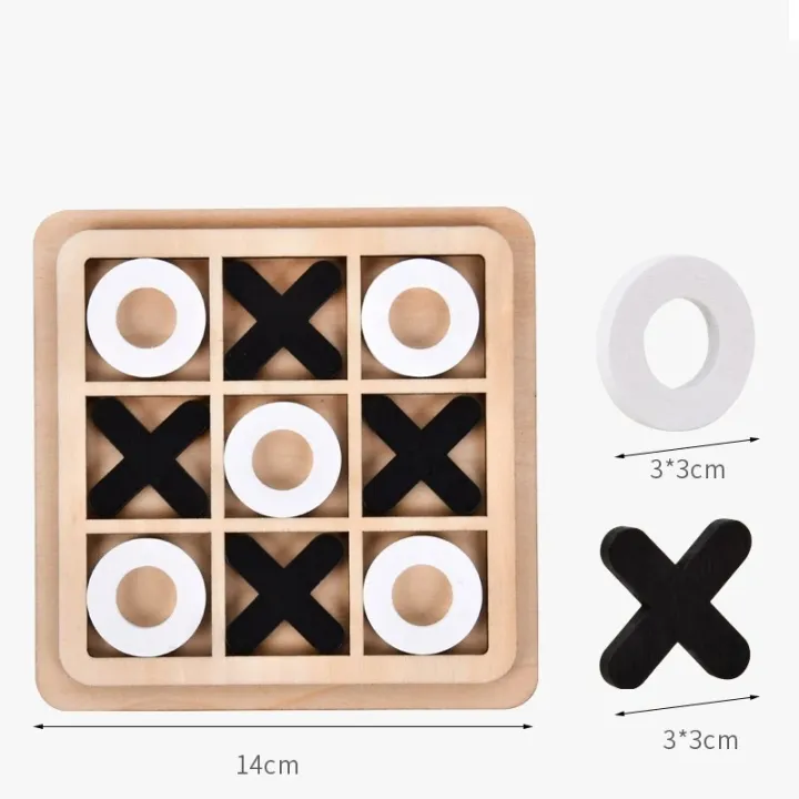 Wooden Board Tic Tac Toe Chess XO Board Toy Kids Brain Training Game ...