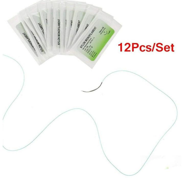 Silk Sutures Thread 12 Pieces Silk Braided Sutures Non Absorbable Needle Silk Suture Non-Injured Suture Medical Thread Suture First Aid Field Emergency Practice and Training Medical Instruments