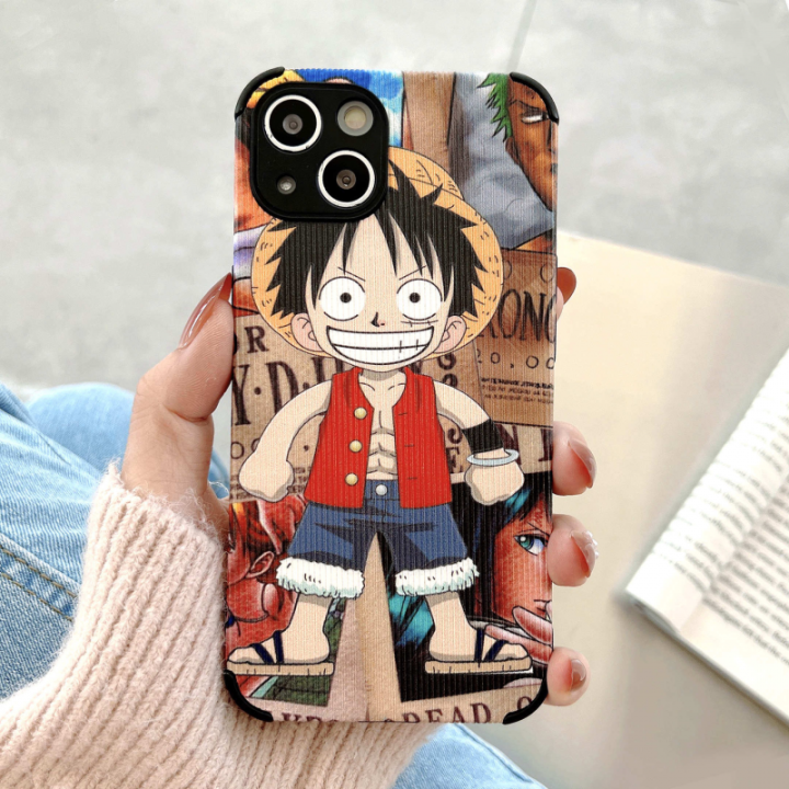 Olige Case For iPhone 11 Trend Cartoon Luffy One Piece Camera Protection Soft Leather Phone Cover