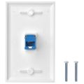 4x Cat6 Ethernet Wall Plate Outlet 1 Port RJ45 Network Female To Female Keystone Wall Coupler Jack Plate White & Blue. 
