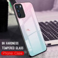 PlusCase for OPPO Reno6 Pro 5G Case Glass Hard Gradient Painted Shockproof Phone Back Cover. 