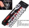Heavy Duty 12pcs Spanner Socket 1/2 Inch Drive Socket Set Ratchet Wrench - Drive Socket Set with 10 Sockets 2 Way Quick Released Ratchet Handle and Extension Bar  - Spanner Set Tool Kit. 