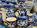 Teapot set in multani blue pottery Teapot set, multan culture and crafts   17pcs. 