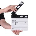Compact Size Acrylic Clapboard Dry Erase TV Film Movie Director Cut Action Scene Clapper Board Slate - white + black. 