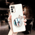 LECOMES for OPPO A16 Back Cover with Bowknot Makeup Mirror Luxury 6D Plating Shiny Phone Case Soft Silicone Square Mobile Cases Pouch for Girls Boys. 